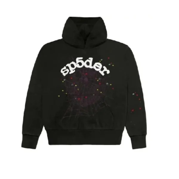 22ss Classic Flame Logo Graffiti Black Sp5der Tracksuit - Image 2