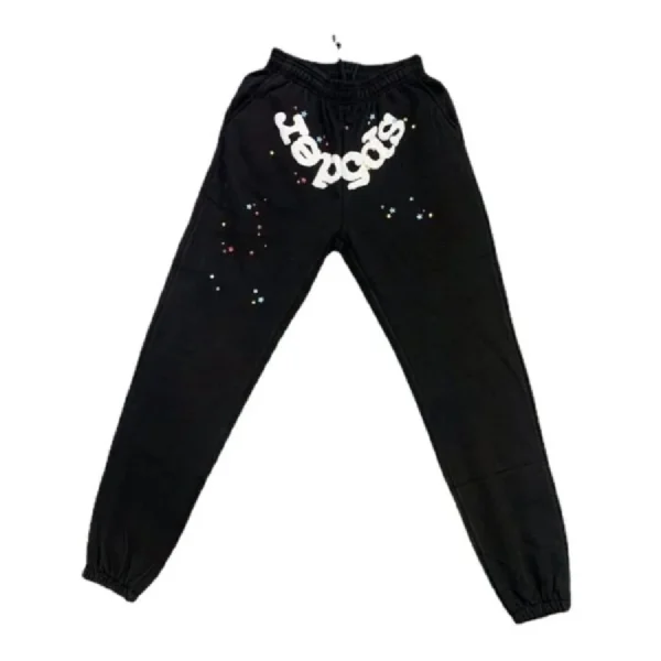 22ss Classic Flame Logo Graffiti Black Sp5der Tracksuit - Image 3