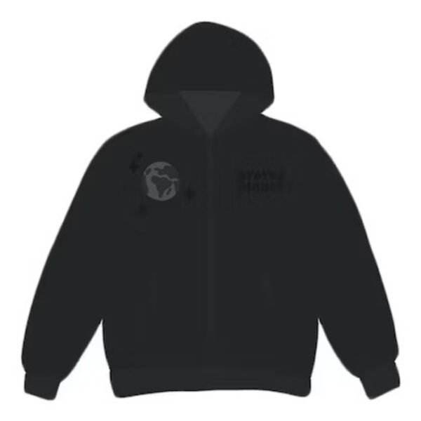 Broken Planet Market Spider Web Zip Up Hoodie Black - Image 2