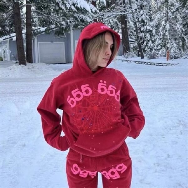 555 & 555 Red Sp5der Hoodie - Image 2